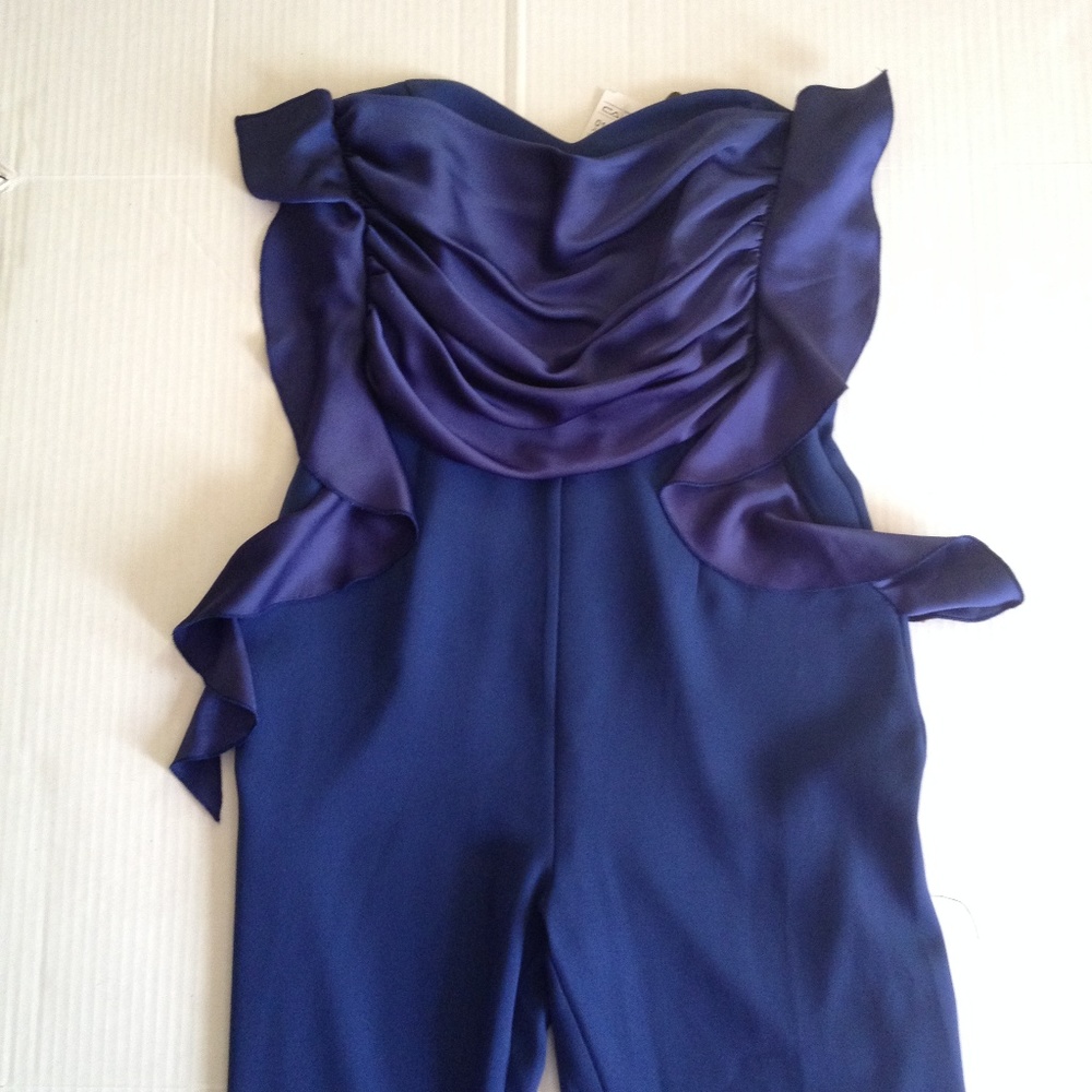 LAST ONE Cobalt Blue Strapless Jumpsuit (Tall) - Picture 4 of 7